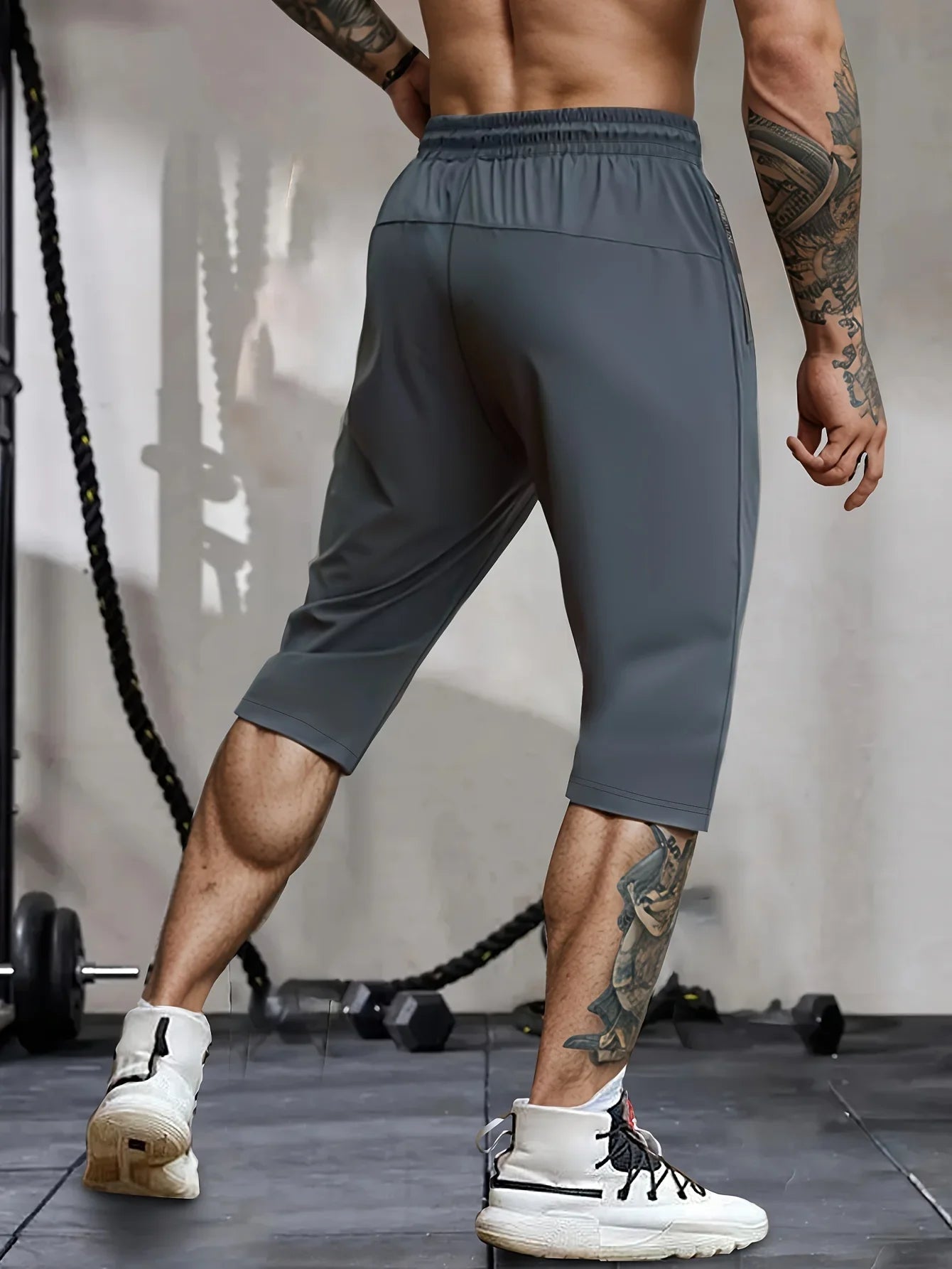 Men High Elasticity Summer Casual Shorts Drawstring Pockets/Breathable Nylon Lightweight Stretchy Athletic Wear