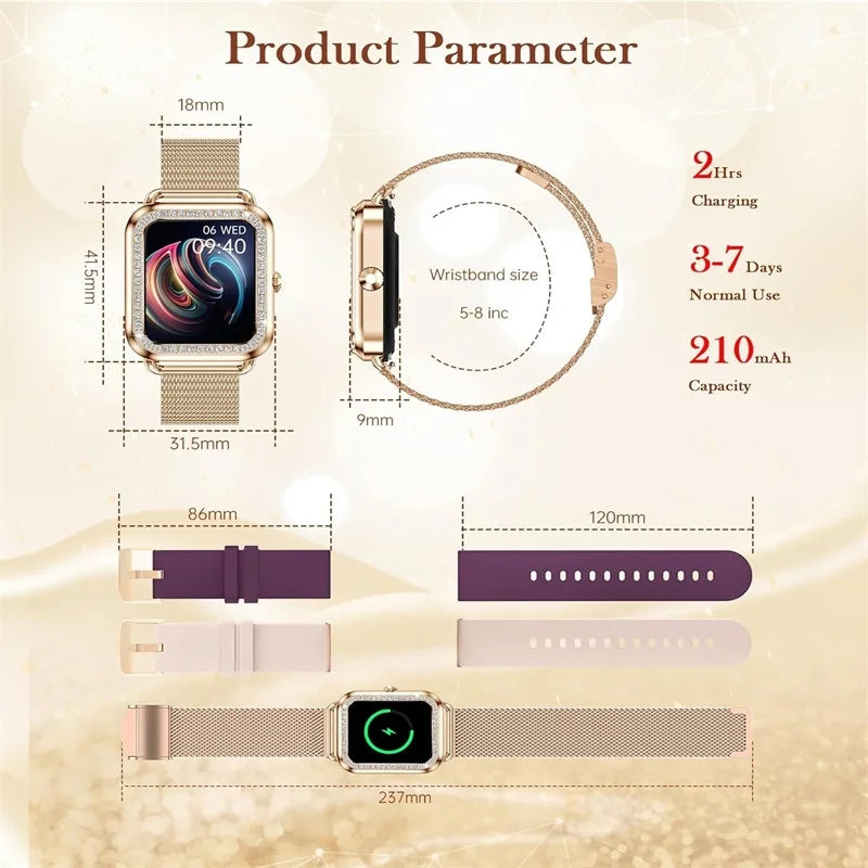 Women's Fashion Wearable Smartwatch (answer/dial)/For Android And IPhone Fitness Watch AI Voice Function