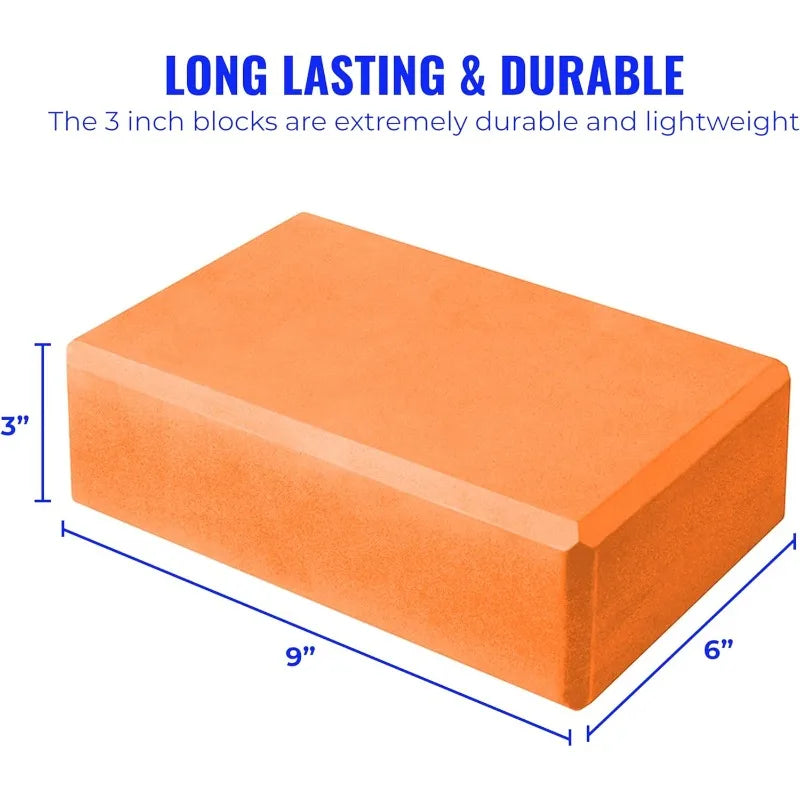 Hello Fit 3" Yoga Block 20 Pack Bulk EVA Foam Yoga Blocks/Firm and Supportive Yoga Brick Balance Foam, 3" x 6" x 9",Assorted