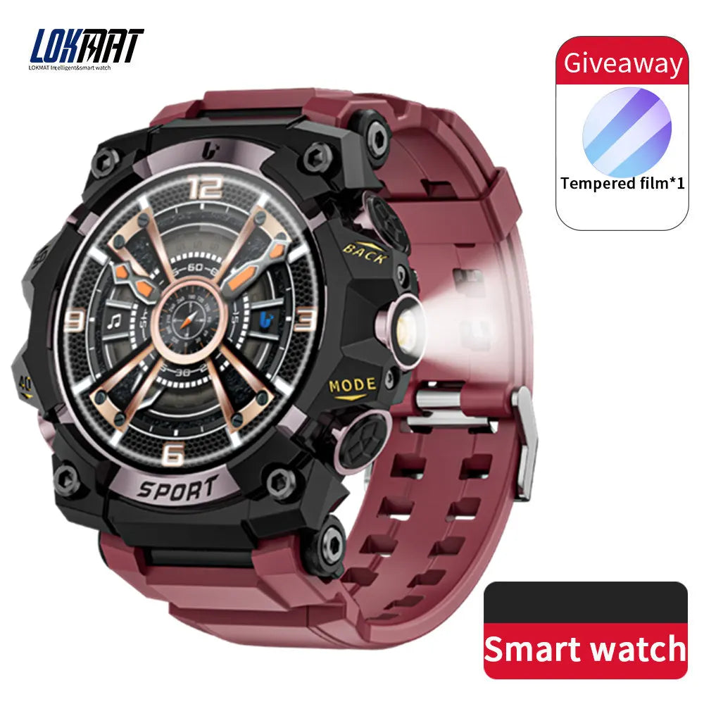 LOKMAT New Rugged Smart Watch Bluetooth Calls Wristband/Fitness Tracker Flashlight Message Push Heart Rate Monitor for Phone