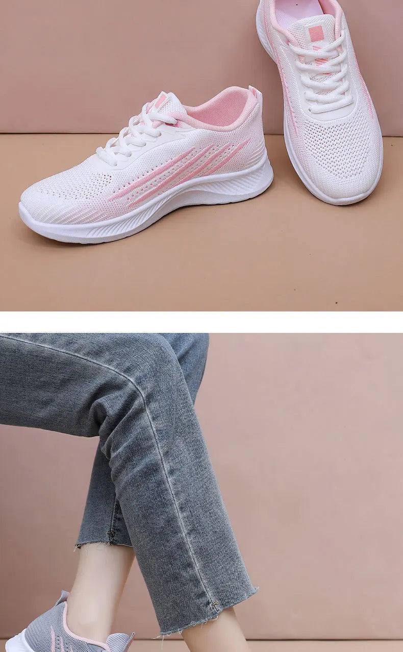 Women's Lightweight Running Shoes Summer Breathable Lace-Up/Gym Walking Training  Cushioned Sole Non Slip Fatigue Relief Casual