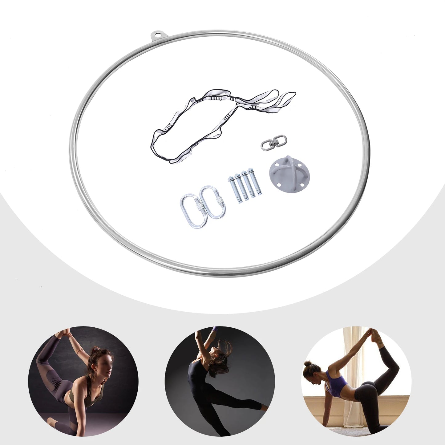 90cm Professional Aerial Hoop Dancing Circus Ring Set/Single Point Circus Aerial Equipment Yoga Hoop