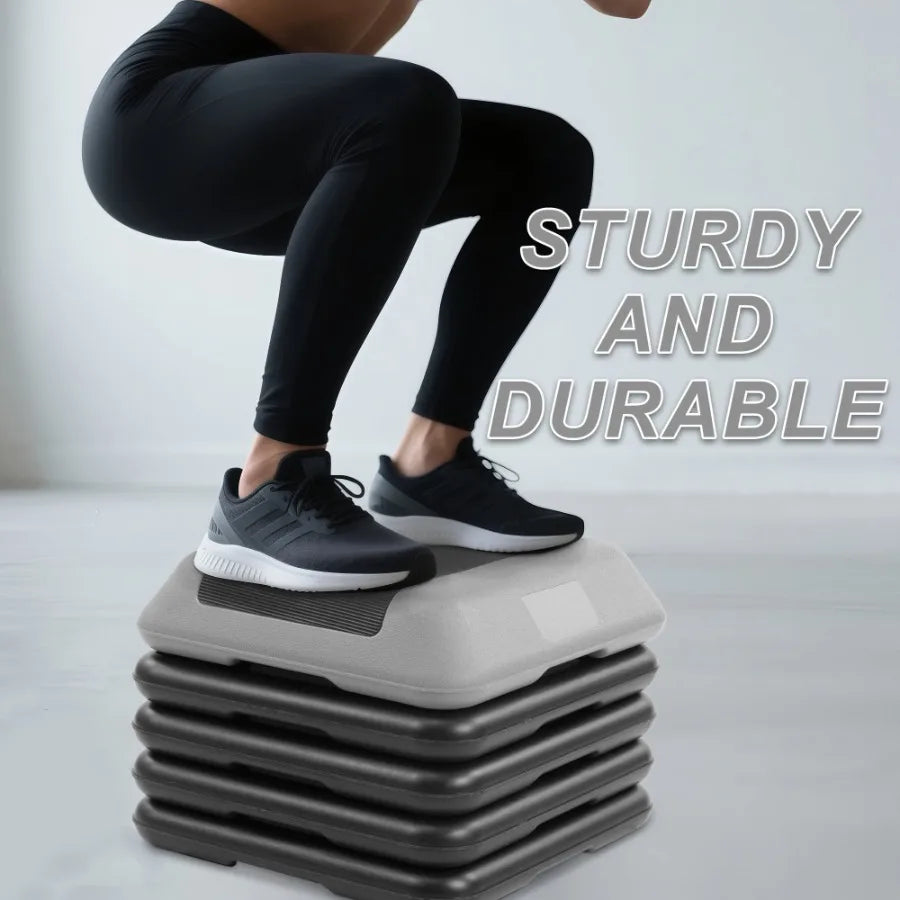 16inch Aerobic Step Platform Adjustable Fitness Stepper/with 4 Adjustable Step Risers Aerobics Stepper Workout Stepper