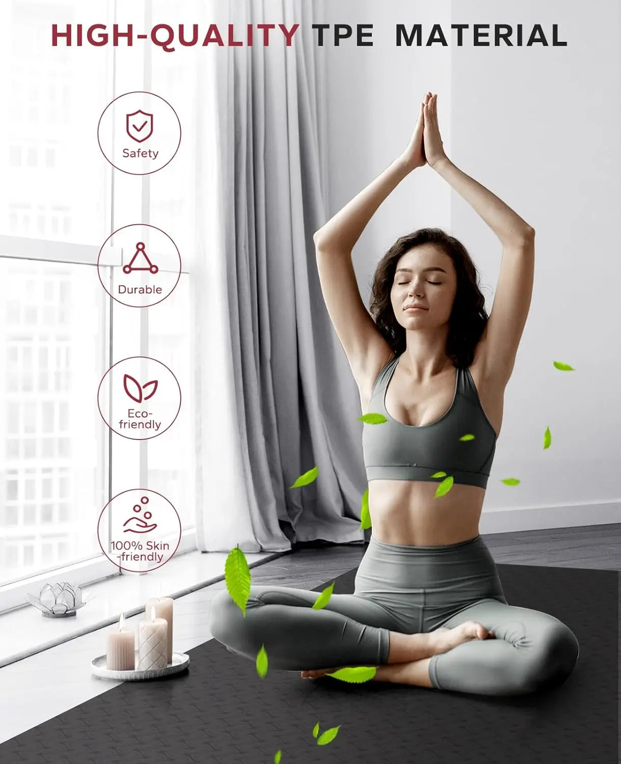 Extra Wide 72x36 Inch Yoga Mat,6mm Thick Non-Slip Exercise Mat/for Home Workout with Resistance Bands & Carry Bag