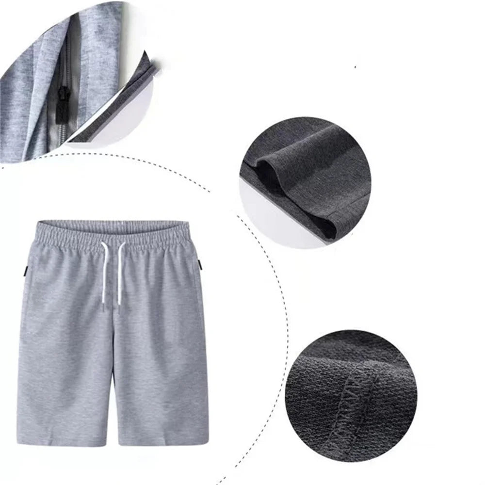 Mens Sports Pocket Solid Drawstring Board Trunk Shorts Summer/Thin Trousers Zippered Pocket Loose Sweatpants