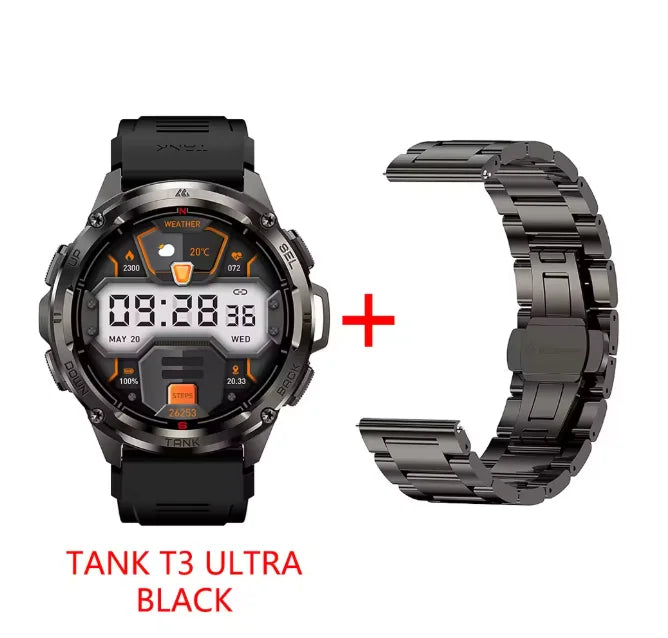 Original KOSPET TANK T3 Ultra GPS Smart Watch for Men Rugged Smartwatch/470mAh Fitness AMOLED Bluetooth Electronic Watches