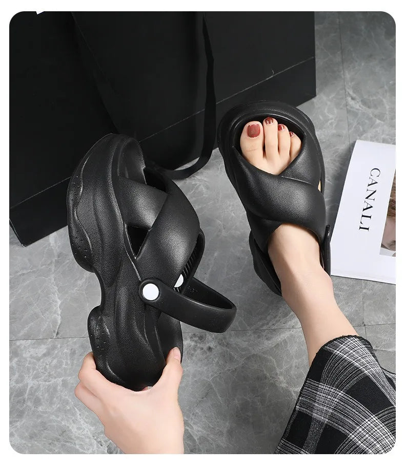 Popular Women Flip-flops Summer New Platform Wedges Slippers/Outdoor Fashion Slides EVA 7CM Shoes Casual Flip-flops