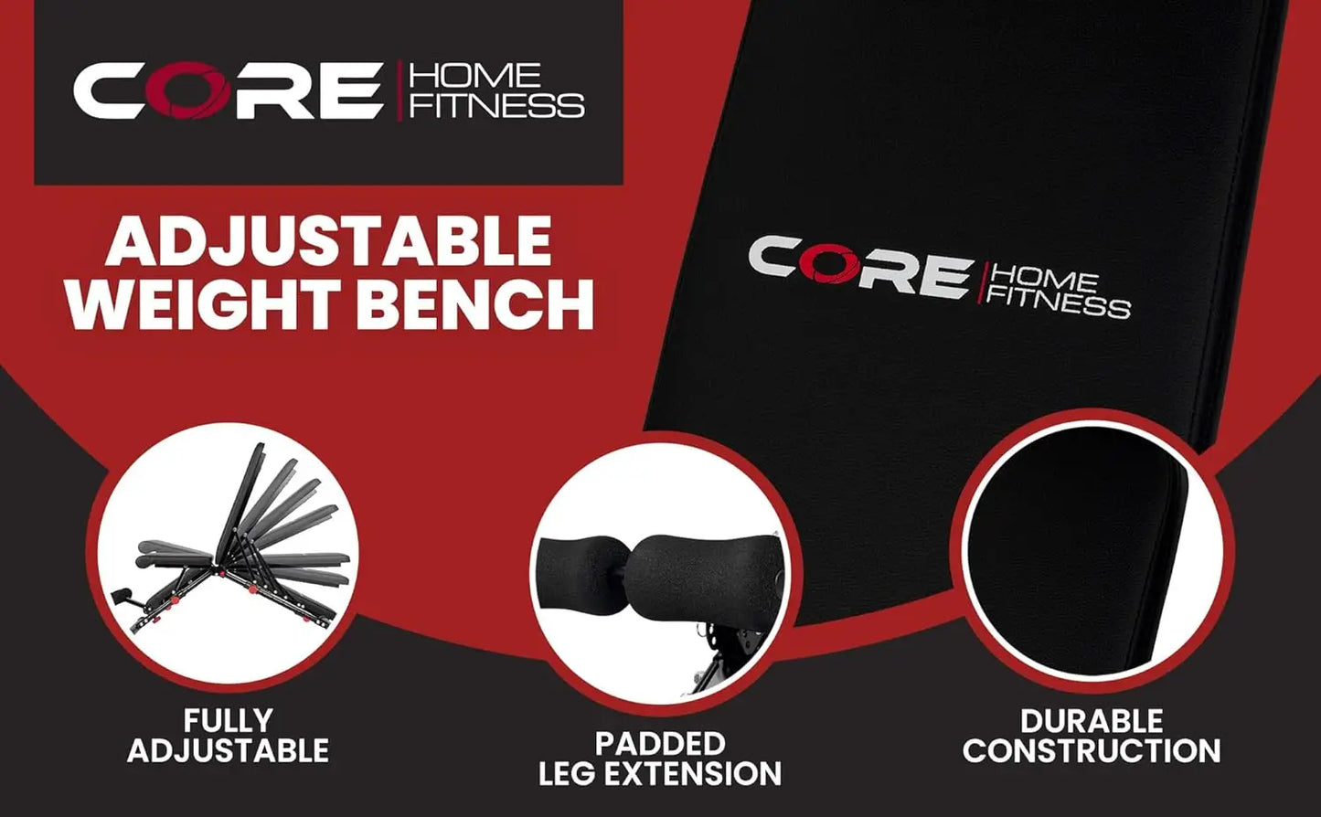 Adjustable Weight Bench By Core Home Fitness Foldable Adjustable Bench/for Full Body Workout Incline/Decline/Flat Bench FAB10