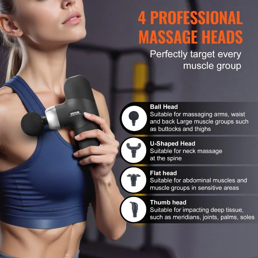 Massage Gun Deep Tissue Percussion Muscle Massager for Athletes/with 4 Speed Levels 4 Massage s 7.4V 2500mAh Batteries
