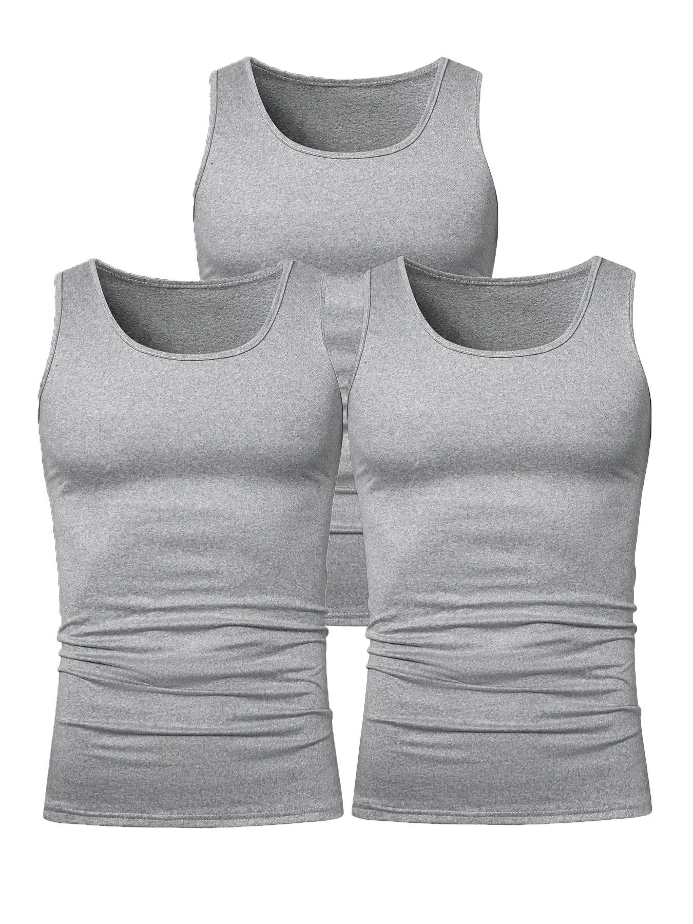 3pcs Summer Men's Sleeveless Tank Top Solid Vest Undershirts O-neck/Gym Tees Trendy Versatile Slim Fit Men Casual Vest Tops