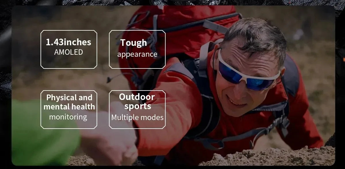 Smart Watch 1.43'' AMOLED Screen BT Calling Sport Smartwatch/Heart Rate Monitoring 400amh Men Exercise Wristband