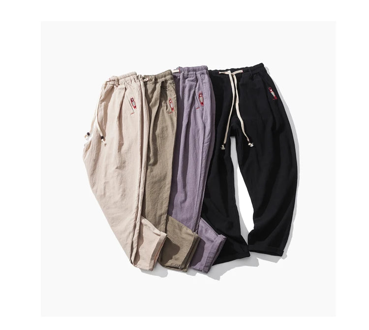 Cotton Joggers Men Solid Men's Harem Pants Summer Fitness/Casual Cropped Pants Men's Trousers Streetwear Slim Male Pants