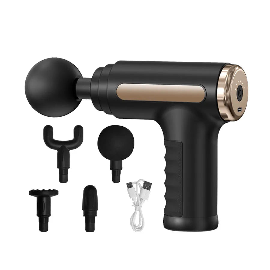 Exercise Massager Fascia Massage Gun Electric Massager Body Relaxation Belt/4 Replaceable Heads Fascia Gun