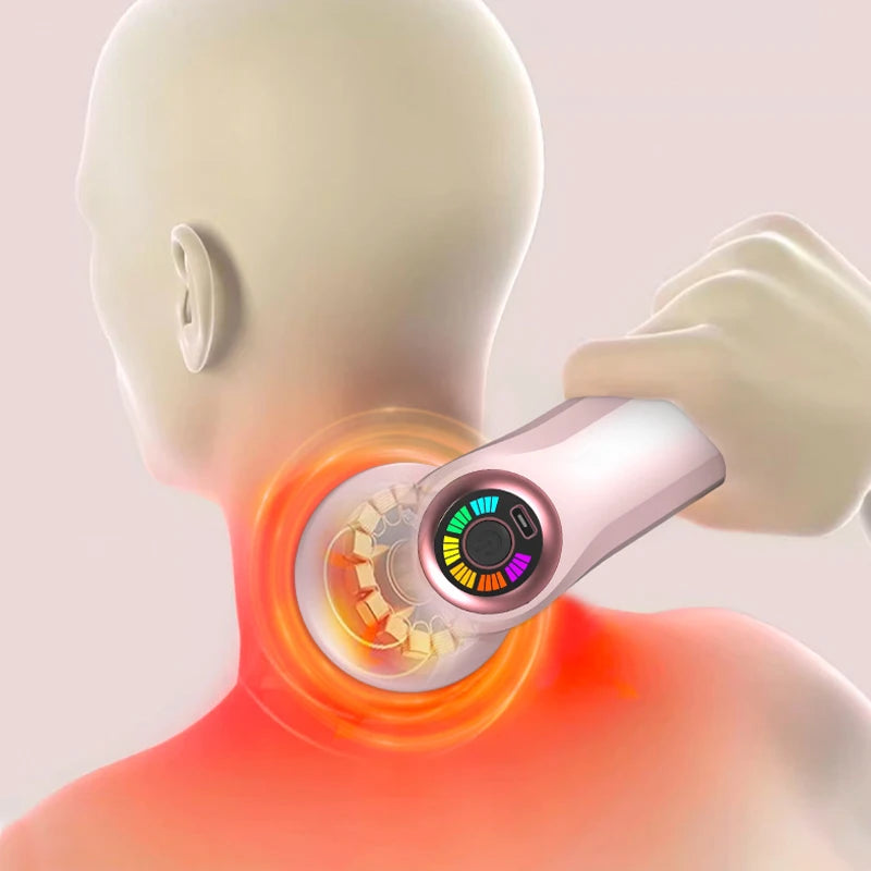 Portable Massage Gun Multifunctional Massager with 5 Massage Heads/USB Charging and Fat Pushing Machine White Suitable for Body