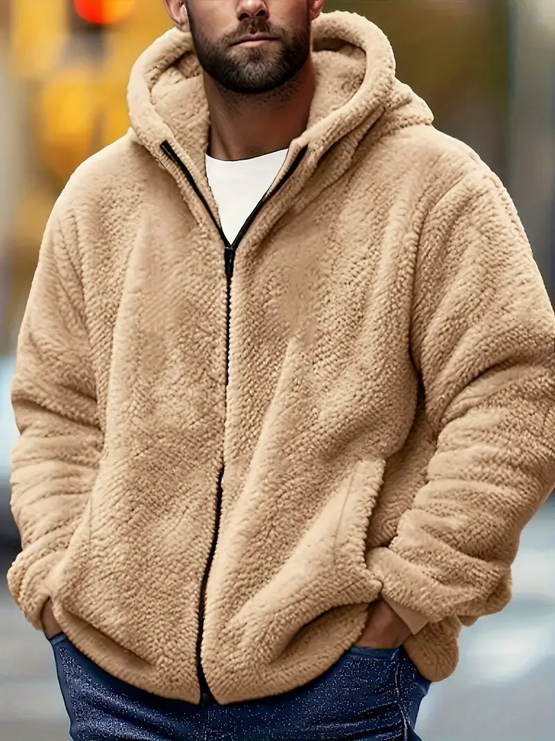 Men's Coral Fleece Jacket Hoodie Thickened Autumn Winter/Warm Zipper Hooded New Arrival Comfortable Sweatshirt