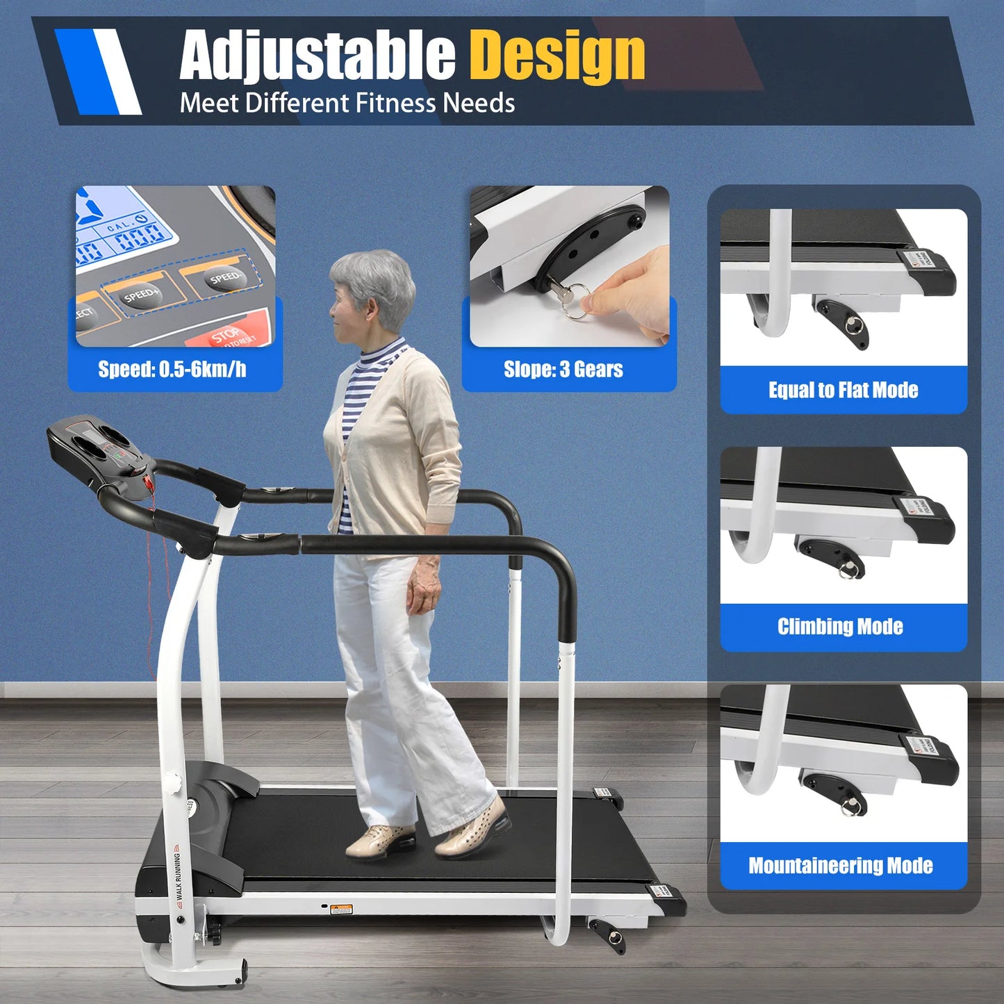 Foldable Treadmill Simple and Practical Walking Machine/Aerobic Exercise Equipment 118*60*105cm (unfold)