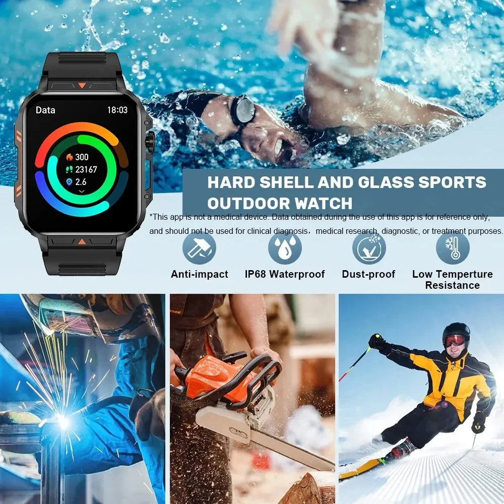 SENBONO Military Smart Watch Bluetooth Call 24/7 Heart Rate Monitor/IP68 Waterproof 100+ Sport Mode Smartwatch for Men Women