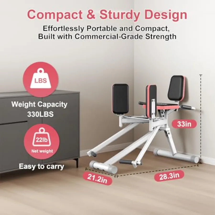 Hip Abductor Machine for Home Gym with Booty Resistance Band/Compact Glute Machine and Leg Exercise Equipment