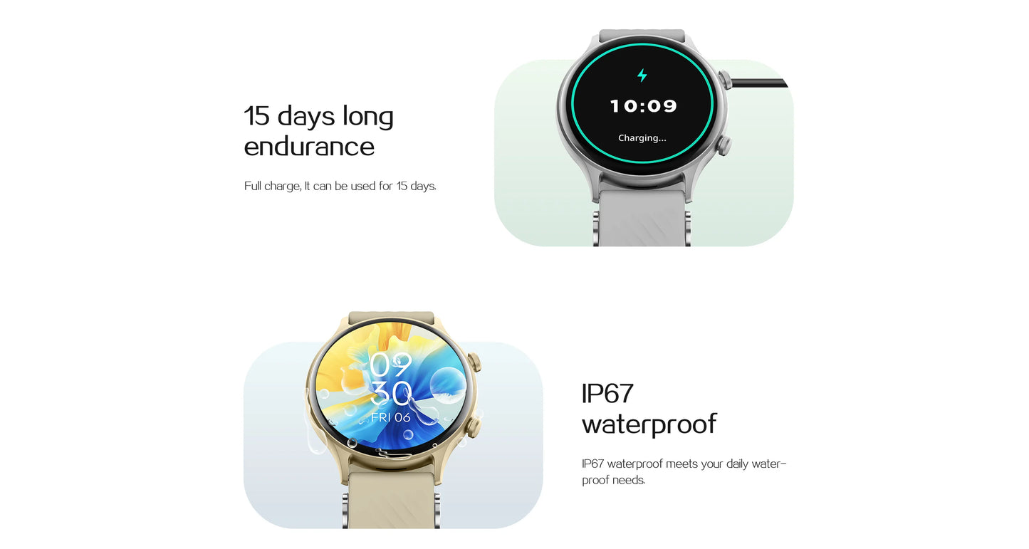 LIEFBEE Round smartwatch can answer/make calls, over 100+ Sportports modes/heart rate sleep monitoring step counting
