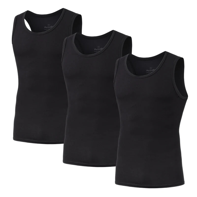3Pcs/Pack Solid Color Men's Tank Top Sleeveless Undershirts/Men Vest Gym T-Shirt High Quality Bamboo Fiber Man Singlets Sports