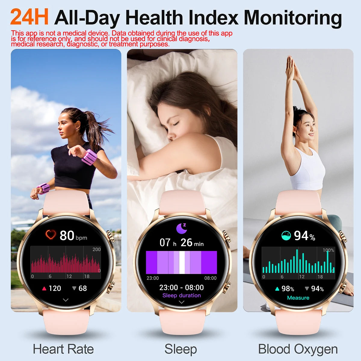 Body Temp Monitor Smartwatch for Women/ Men, 1.39'' HD Touch Screen/with Sleep Monitor/ IP67 Waterproof / 100+Sports/ SMS Alerts