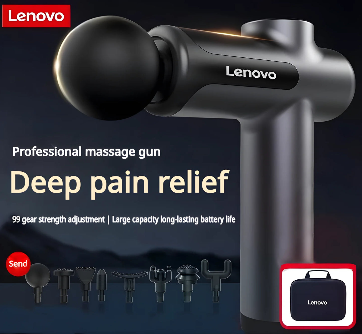 Lenovo N2 N3 Muscle Relaxation Massager Genuine Brand Fascia Gun/6-8Massage Head Relieve Muscle Tension and Soreness Portable