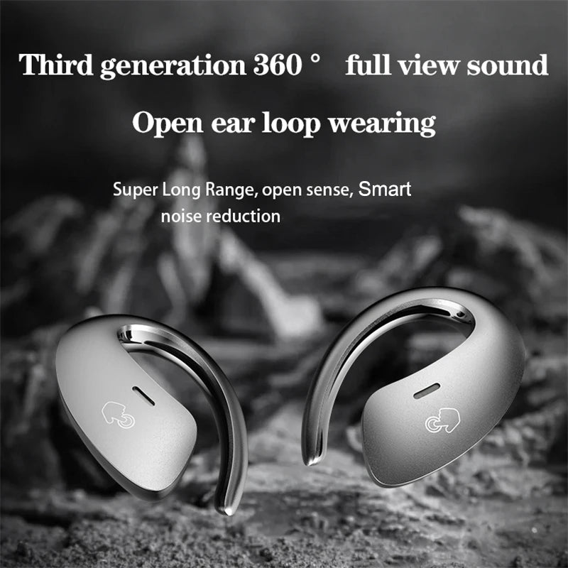 Open Ear Bluetooth Headphones 30 Hours Playtime/True Wireless Earbuds with Ear Hook Air Conduction Clear Calls Waterproof
