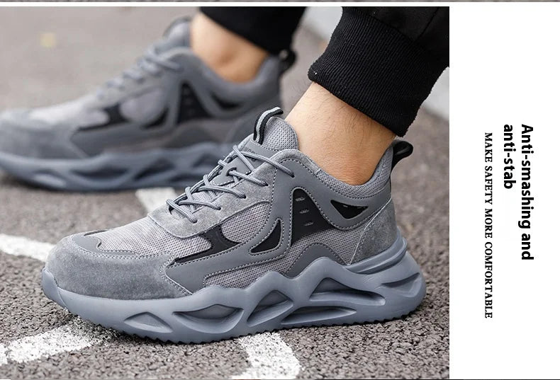 Men's Comfortable Soft-Soled Smash/and Puncture Resistant Work Shoes
