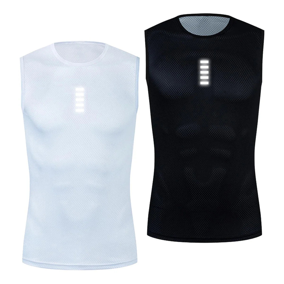 Reflective Cycling Base Layers White Cycling Undershirt Quick Dry Vest/Sport Tank Top Tight Vest High Elastic Vest Bike Jersey