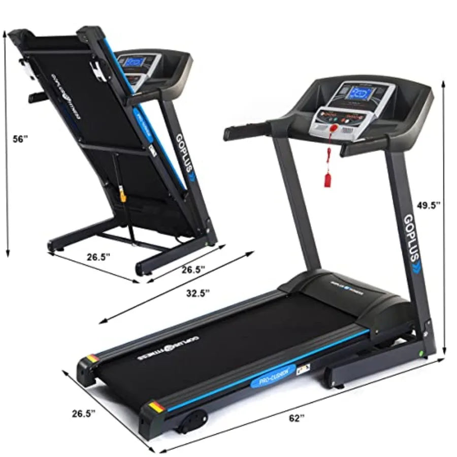 2.25HP Electric Folding Treadmill with Incline, Walking Running Jogging/Fitness Machine with Blue Backlit LCD Display for Home