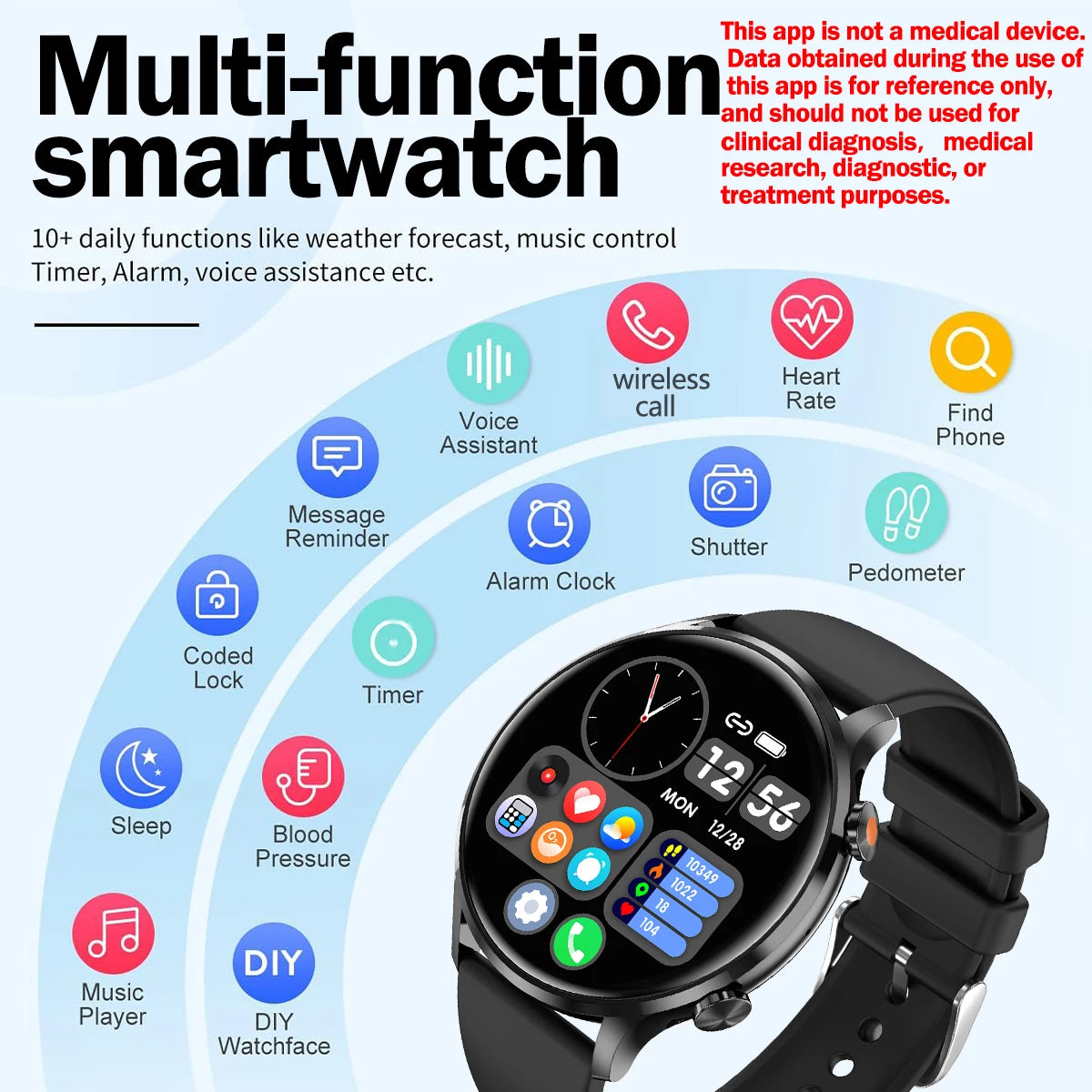 Body Temp Monitor Smartwatch for Women/ Men, 1.39'' HD Touch Screen/with Sleep Monitor/ IP67 Waterproof / 100+Sports/ SMS Alerts