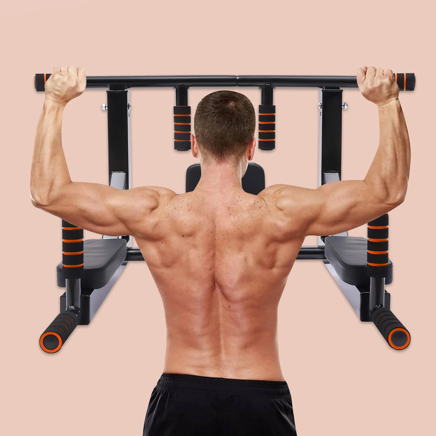 Wall Mounted Pull Up Bar Chin Up bar Multifunctional Dip Station/for Indoor Gym Workout Training Equipment Fitness Dip Stand