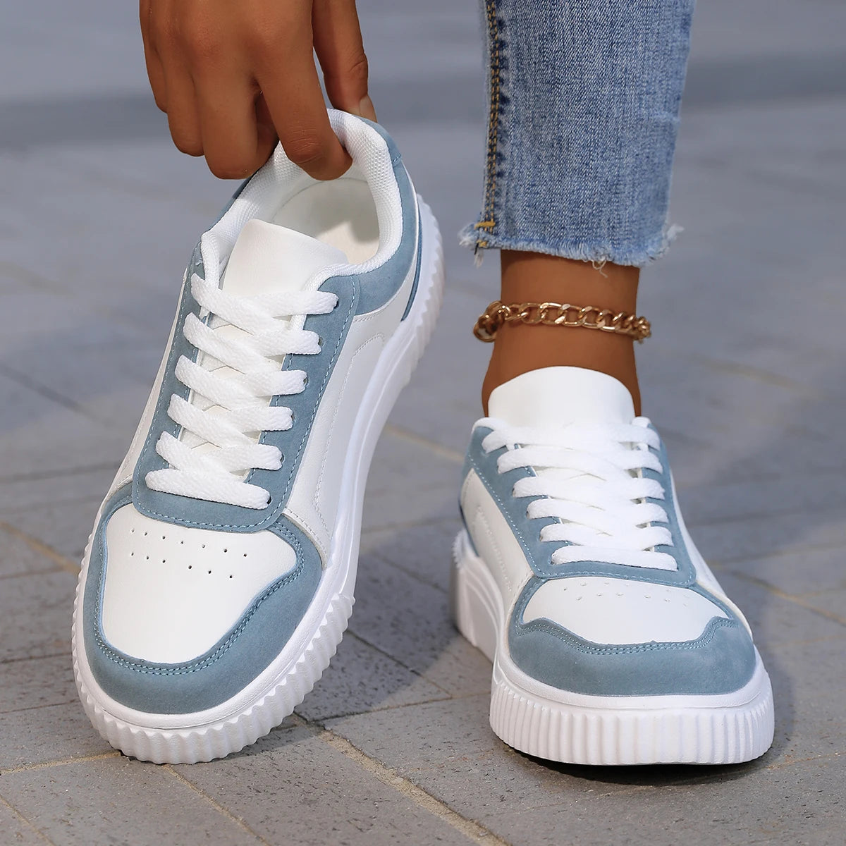 YRZL Women's Sneakers Autumn White Shoes Lightweight Thick Sole/Non Slip Shoes Casual Sports Shoes for women