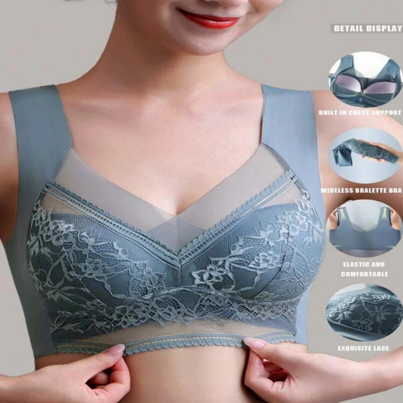 6-piece lace bra set for women's wireless sports bra push up bra/charming chest bra women's bra silk free bra