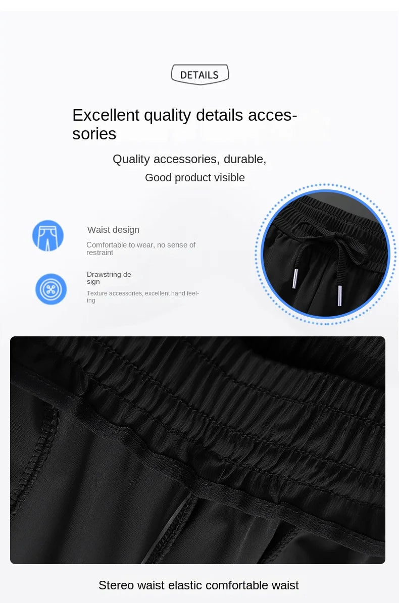 Ice Silk Men's trousers summer black-and-gray thin style business casual/pants outdoor stretch breathable straight leg Pants
