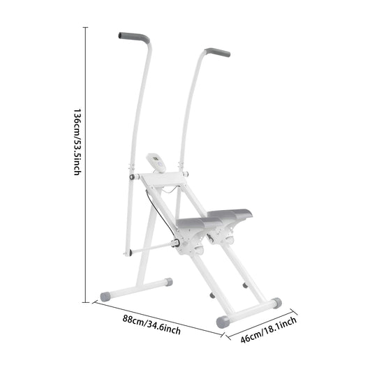 Compact Stair Stepper Machine for Home Full Body Workout Climber/with Digital Monitor Space Saving Exercise Equipment (White)