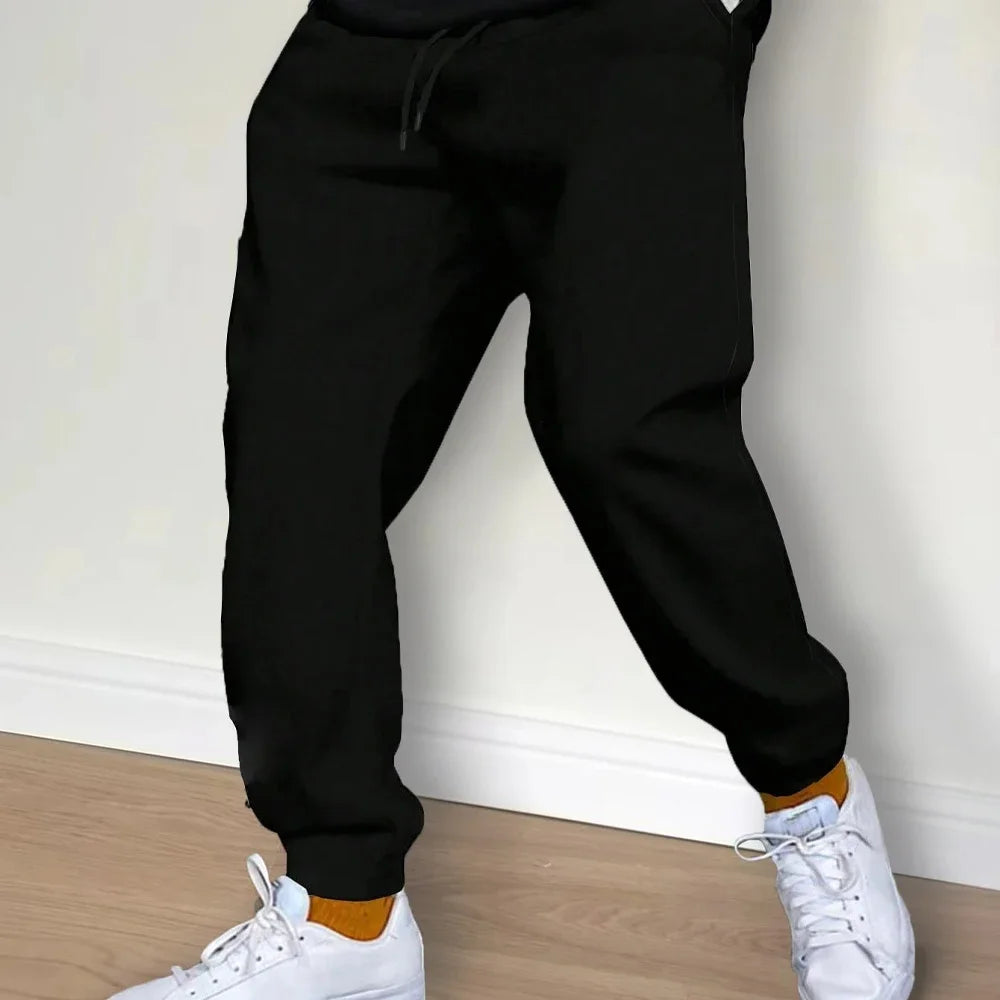 Men's Casual Pants Autumn Winter Fleece Sweatpants Men Running Jogger Sports/Gym Trousers Fashion Solid Color Workout Long Pants