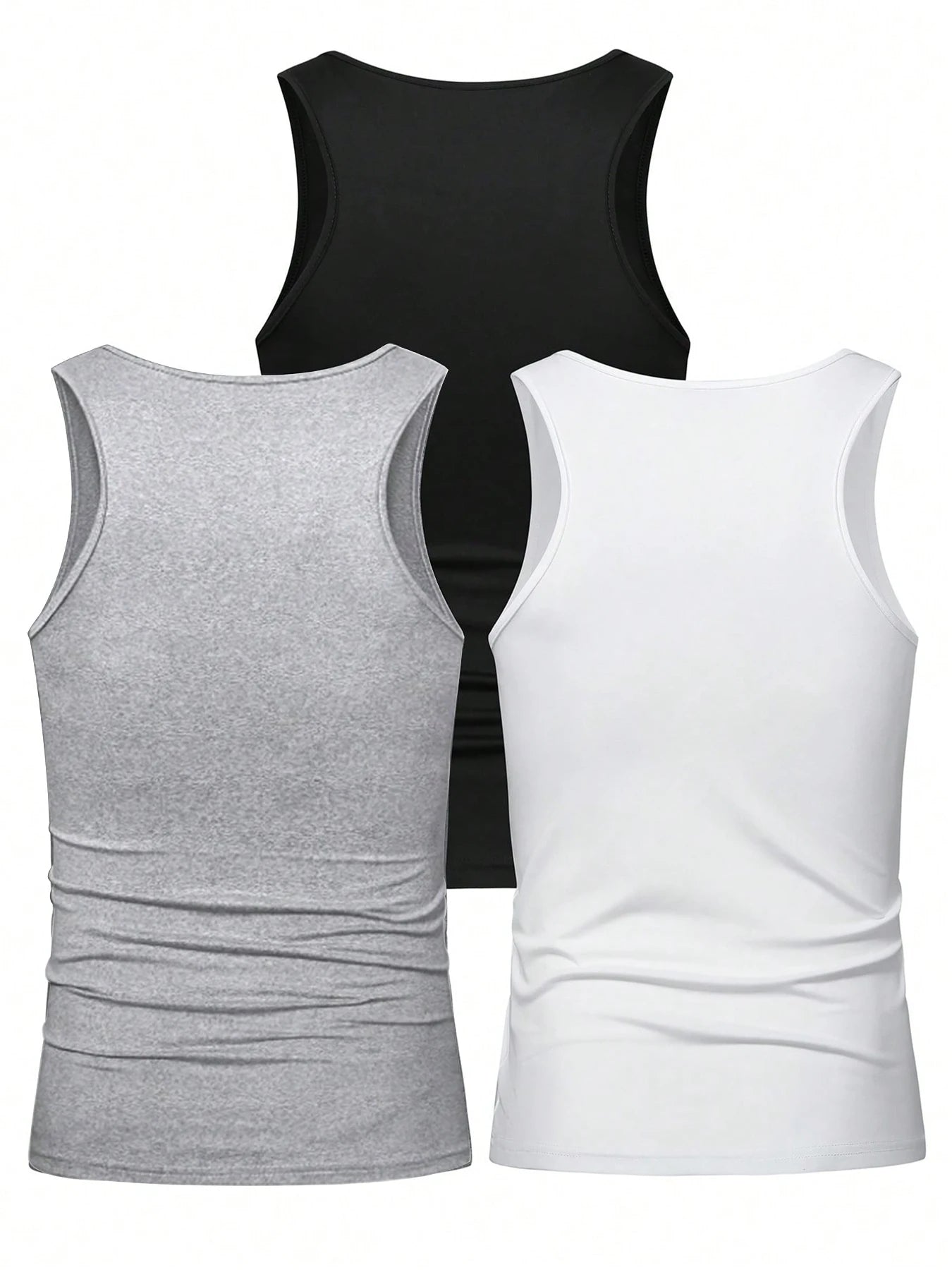 3pcs Summer Men's Sleeveless Tank Top Solid Vest Undershirts O-neck/Gym Tees Trendy Versatile Slim Fit Men Casual Vest Tops