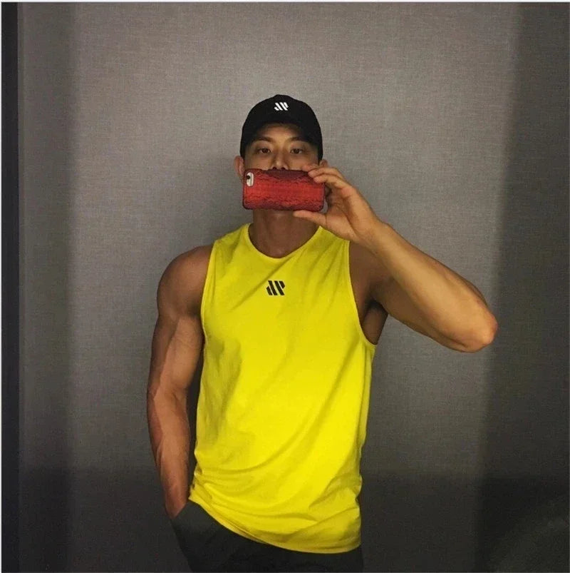 Mens fitness gyms Tank top men Fitness sleeveless shirt Male mesh breathable/Sports vest Undershirt Gyms Running vest men