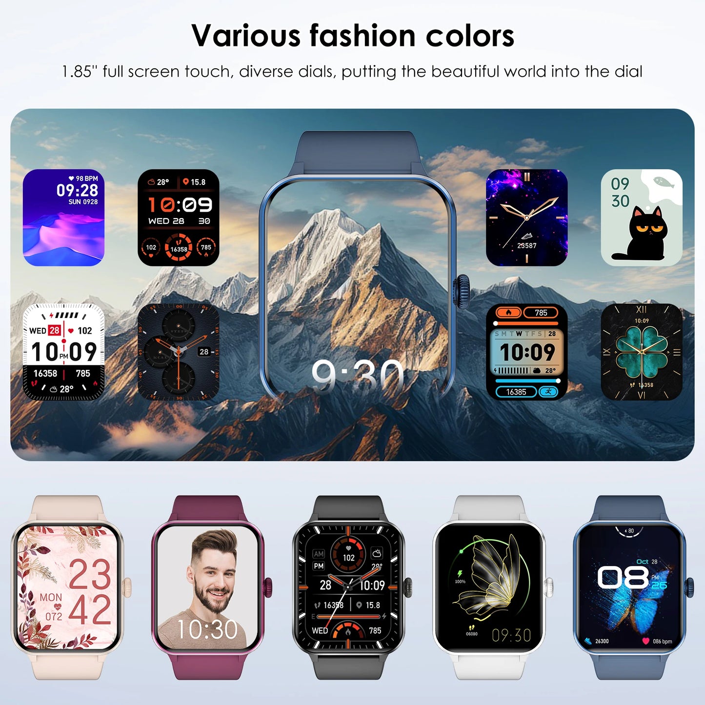 Blackview 1.85” Full Touch HD Smartwatch Bluetooth Calling Smart Watch/Voice Assistant with 100+ Sports Fitness Tracking