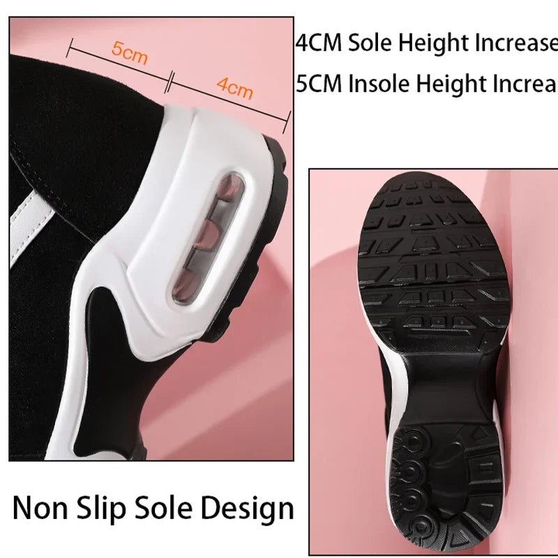 Women Air Cushion Sneaker Insole Increase Height/Brand Sport Shoes High Bottom Outdoor Daily Walking Shoes