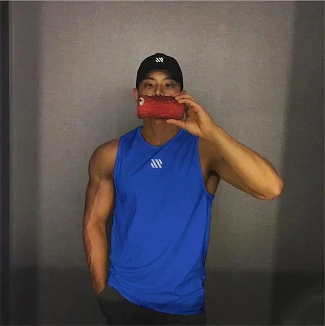 Mens fitness gyms Tank top men Fitness sleeveless shirt Male mesh breathable/Sports vest Undershirt Gyms Running vest men