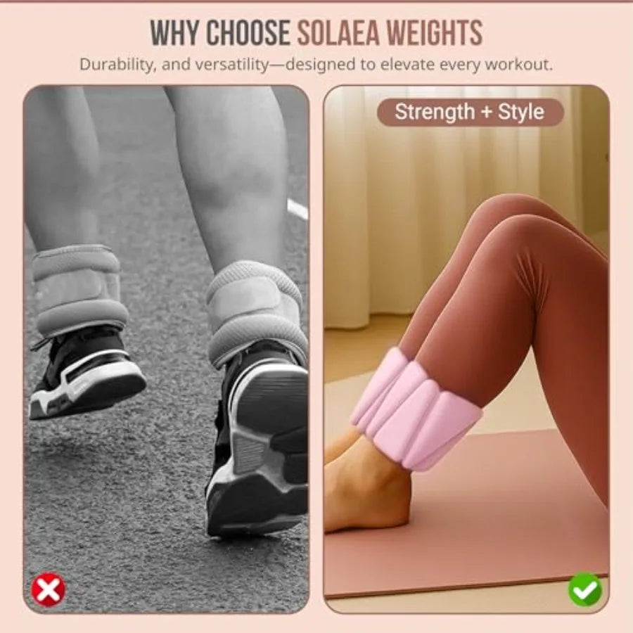 Straps Adjustable Wrist Ankle Weights 4lb Total 2lb Each Soft/Silicone Set for Pilates Yoga Walking Strength Training