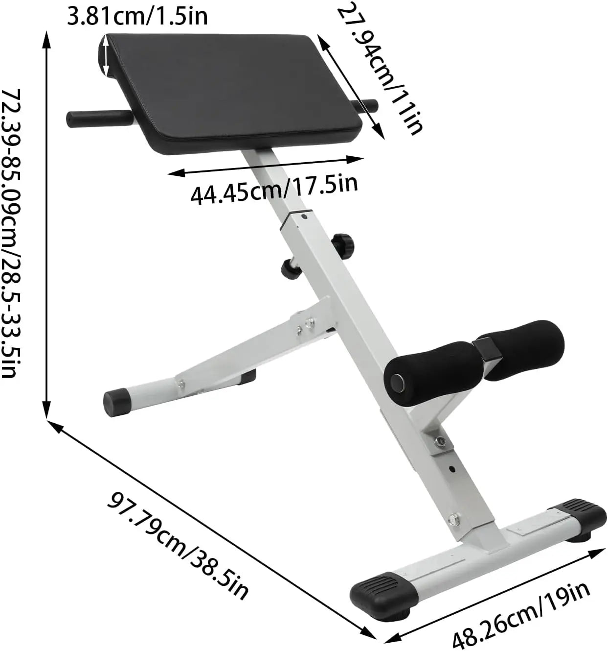 Roman Chair Hyper extension Bench Adjustable Length Back Extension Bench/Machine for Home Gym Fitness Multi-Functional Bench