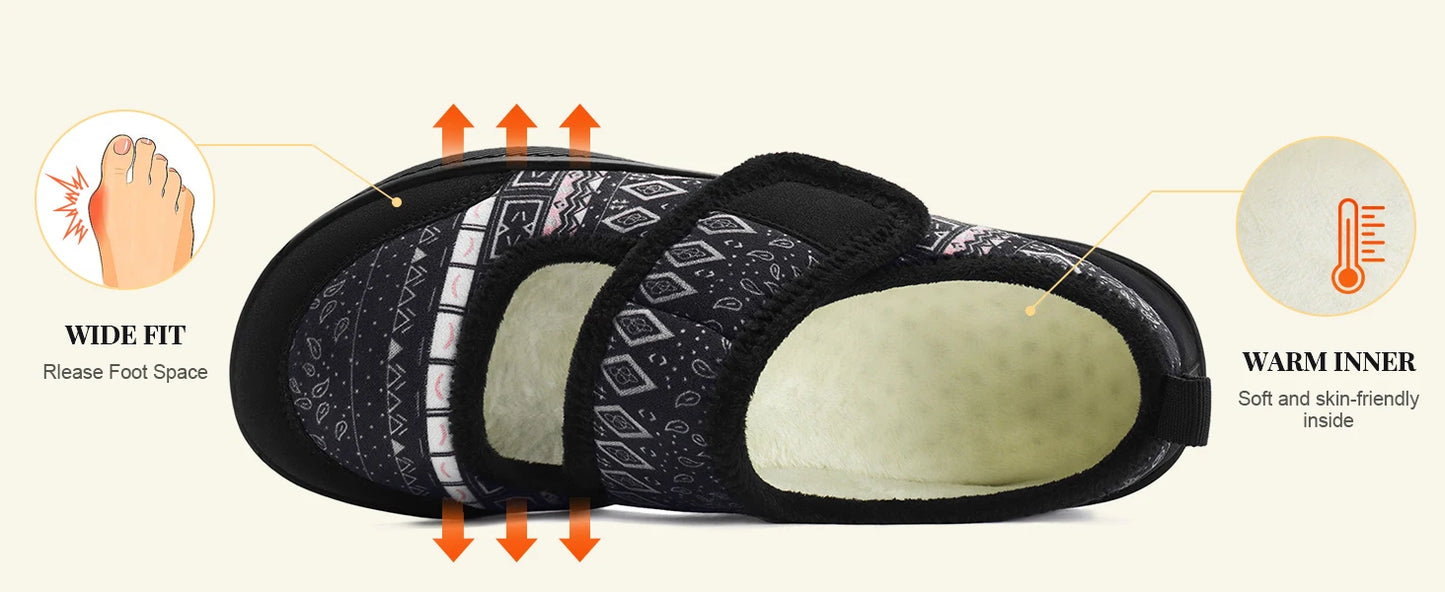Women's Slippers Wide Width Diabetic Shoes Edema House/Barefoot Walking Shoes Adjustable Indoor Outdoor Slippers