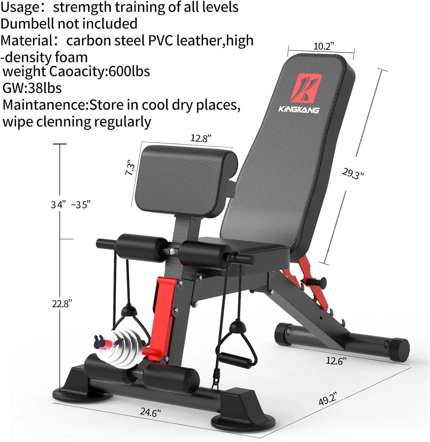14-in-1 Foldable Dumbbell Bench Weight Pre-Assembled/ Multi-Functional 1000 lbs 6 Adjustable Levels for Full Body Workout