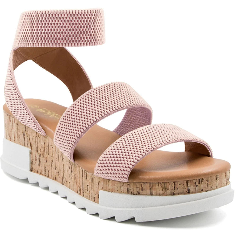Summer Women's Sandals Platform Casual Wedge Shoes/Cork Elastics Strap Fashion Sandals