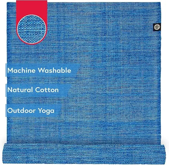 Foldable and Machine Washable Outdoor Yoga and Meditation Rug/Manduka Shala, Natural Cotton, Handcrafted, 71 x 26