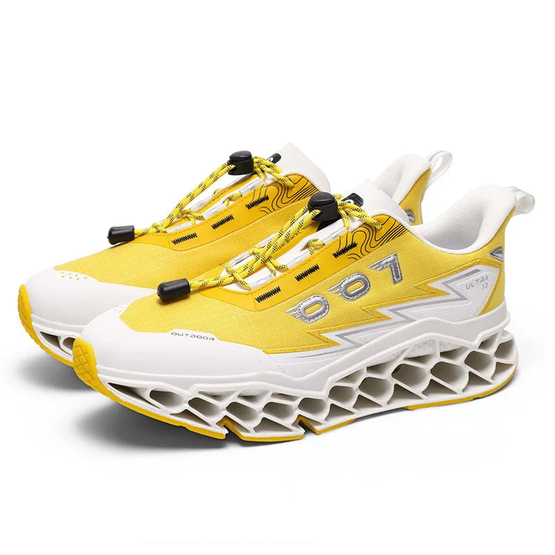 New Summer Men's 3D Printed Running Shoes Breathable Mesh/No-Lace-Up Thick-Soled, Shock-Absorbing Sports Shoes