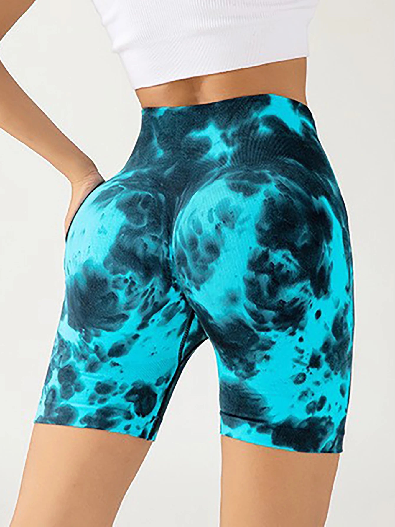 3 Pack Us Local Women's Tie-Dye Spring Summer Fitness Yoga Gym Shorts/Trendy Active Wear Shorts Wide band Waist